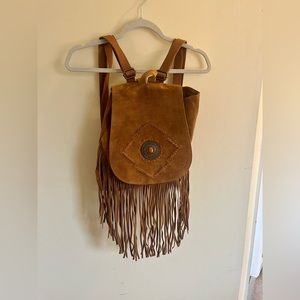 Boho Fringe Suede Backpack Earthbound